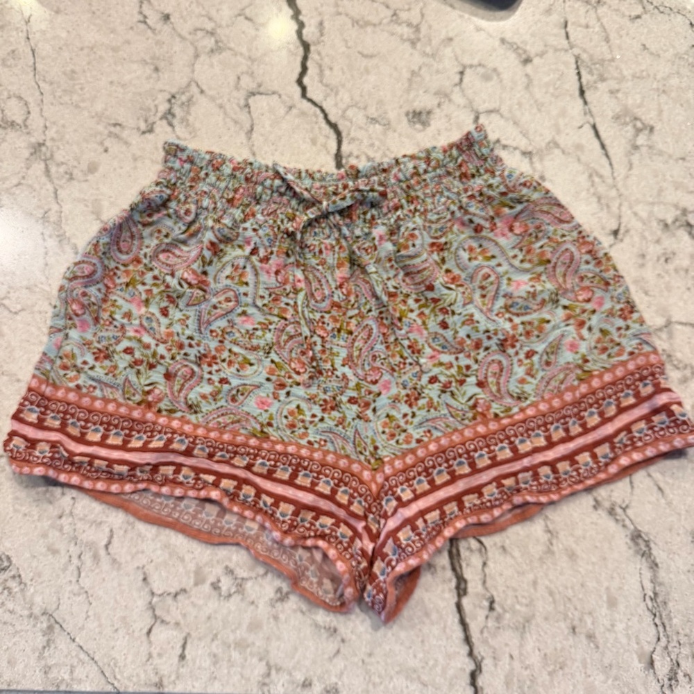 Blue Rain High Waist Paisley floral Women's Shorts cottagecore XS